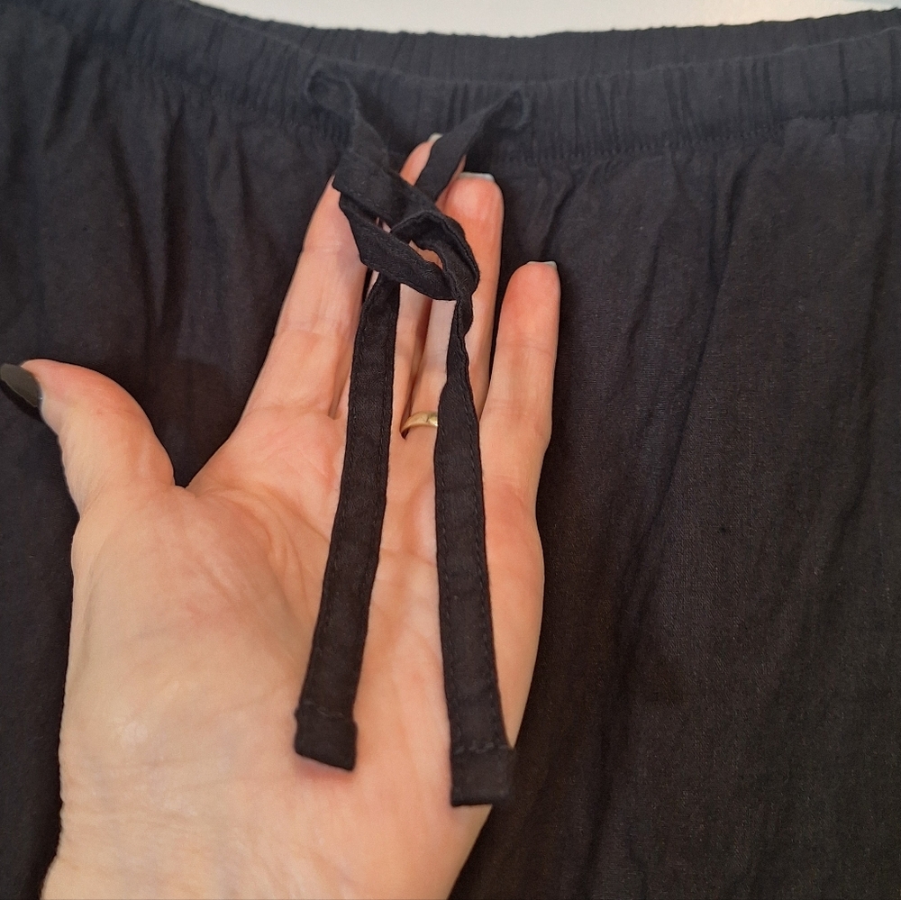 Athleta Linen Blend Stretch Wide Leg Pull On Pants High Rise Black Size Medium - Picture 6 of 16